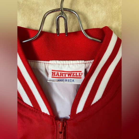 Vintage Hartwell 90s Red Windbreaker Jacket with White Stripes “REDS” Sports Med - Picture 5 of 8